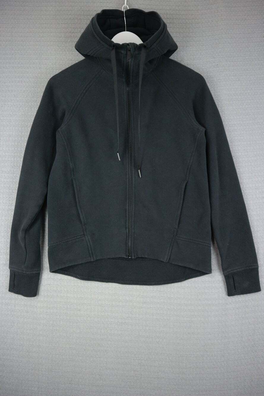 Lululemon Scuba Hoodie Full Zip Black Size 4 Cotton Blend Thumbholes Activewear